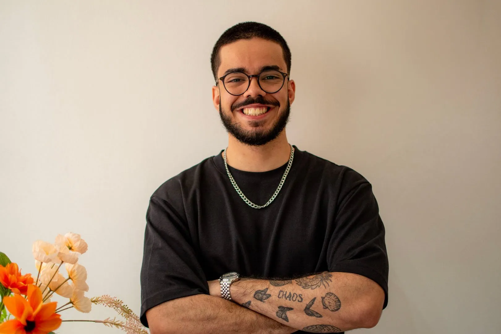 Pedro Gião, Graphic Designer at Berlew Design Studio, in the Nottingham studio.