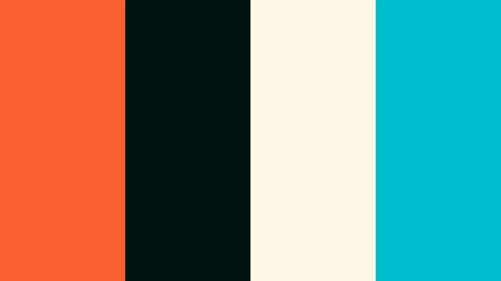 Berlew brand colour palette showing green, orange, cream and blue with usage notes