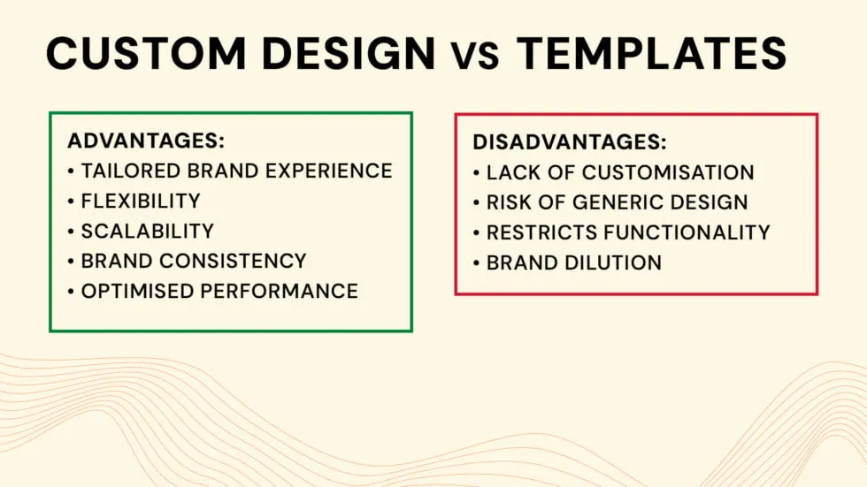 Custom website design versus template themes, branding and web design comparison for UK businesses
