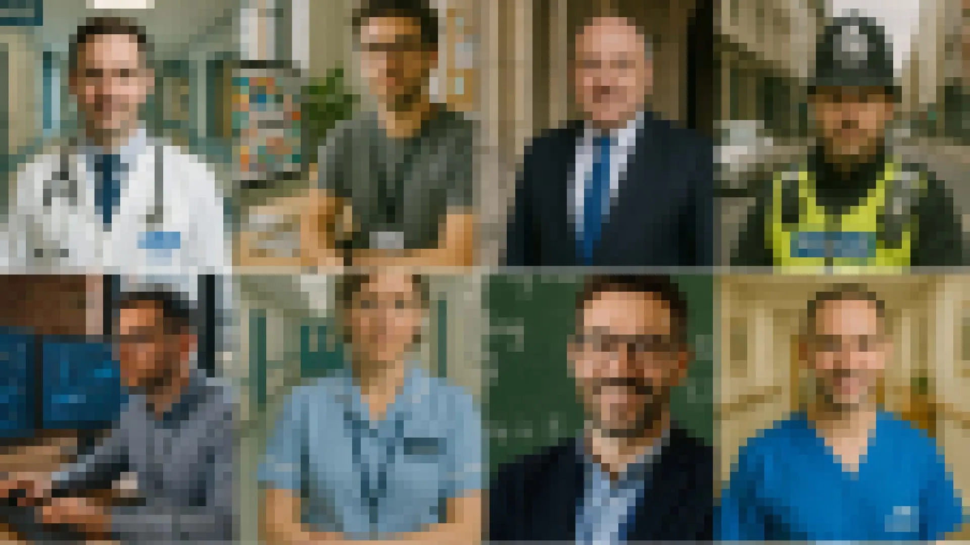 Collage of AI-generated portraits of UK professionals. Berlew research on representation bias in generative imagery