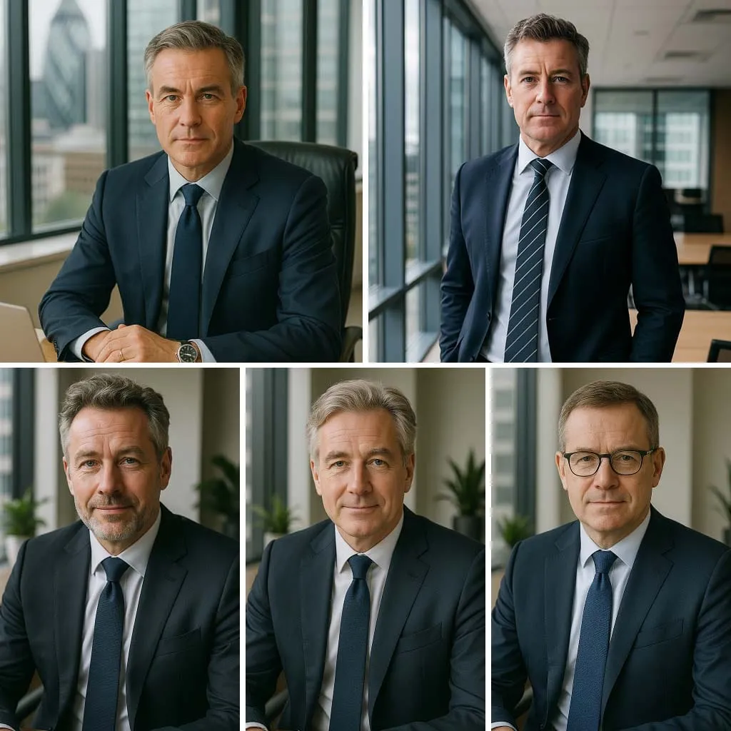 All five AI-generated CEO portraits from Berlew's UK representation study