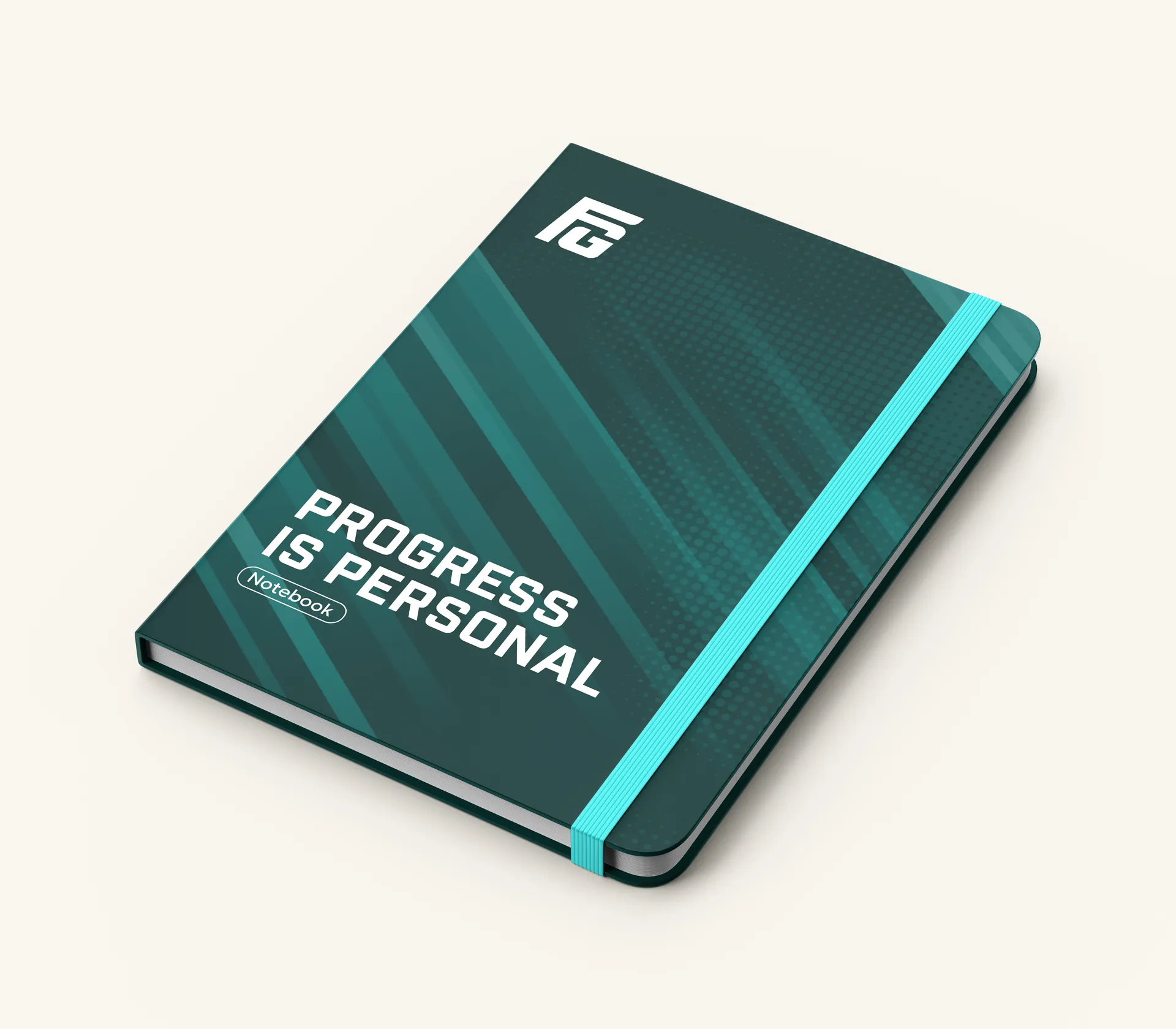 Finley Gomm Fitness branded notebook. stationery mockup by Berlew Design Studio.