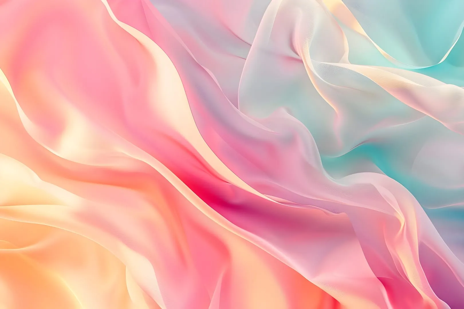 Soft peach and lavender fabric-like pastel waves.